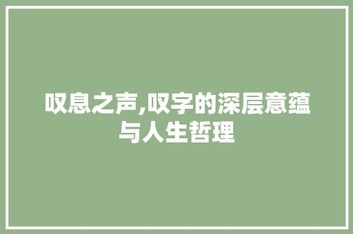 叹息之声,叹字的深层意蕴与人生哲理