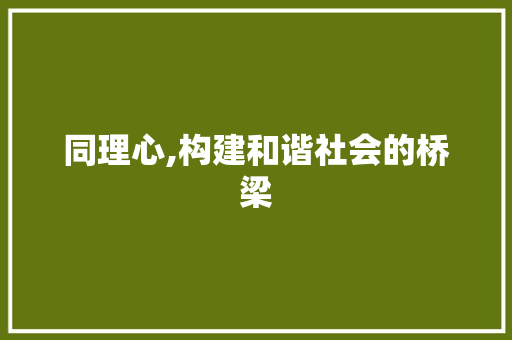 同理心,构建和谐社会的桥梁