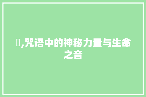 吽,咒语中的神秘力量与生命之音