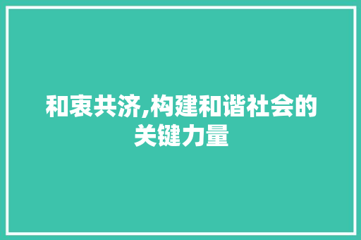 和衷共济,构建和谐社会的关键力量