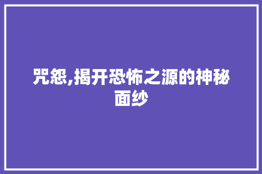 咒怨,揭开恐怖之源的神秘面纱