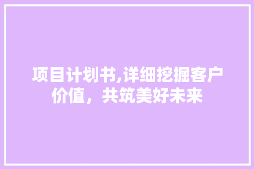 项目计划书,详细挖掘客户价值，共筑美好未来 个人简历