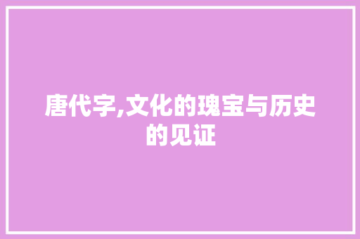 唐代字,文化的瑰宝与历史的见证