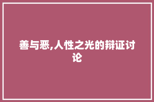 善与恶,人性之光的辩证讨论