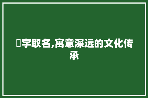 喆字取名,寓意深远的文化传承 成语大全