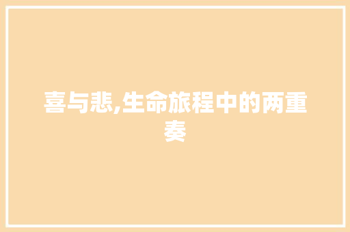 喜与悲,生命旅程中的两重奏
