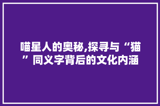 喵星人的奥秘,探寻与“猫”同义字背后的文化内涵