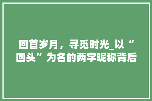 回首岁月，寻觅时光_以“回头”为名的两字昵称背后的故事