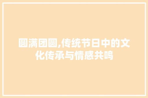 圆满团圆,传统节日中的文化传承与情感共鸣