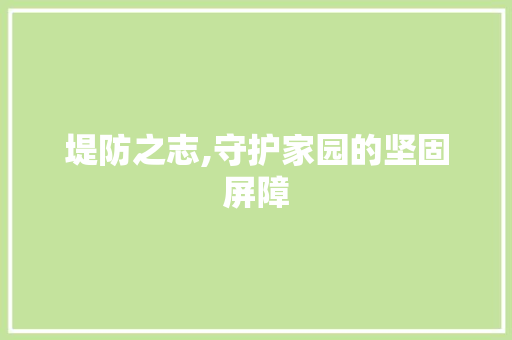 堤防之志,守护家园的坚固屏障
