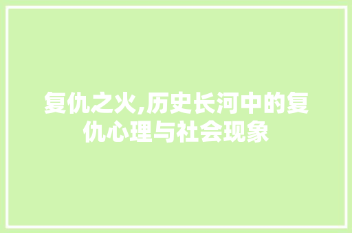 复仇之火,历史长河中的复仇心理与社会现象