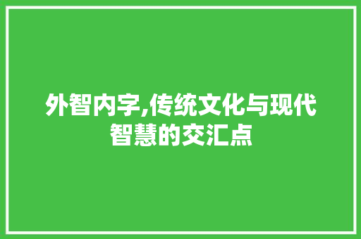 外智内字,传统文化与现代智慧的交汇点