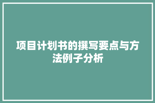 项目计划书的撰写要点与方法例子分析 国学经典