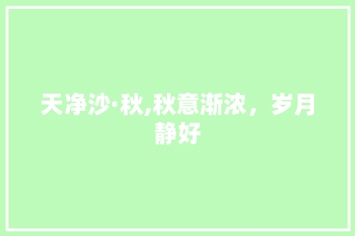 天净沙·秋,秋意渐浓，岁月静好