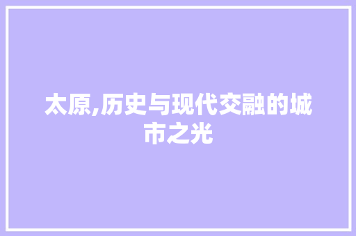 太原,历史与现代交融的城市之光