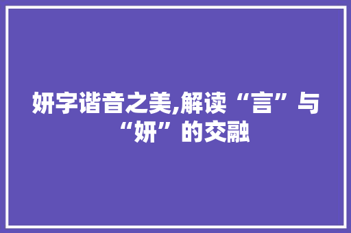 妍字谐音之美,解读“言”与“妍”的交融