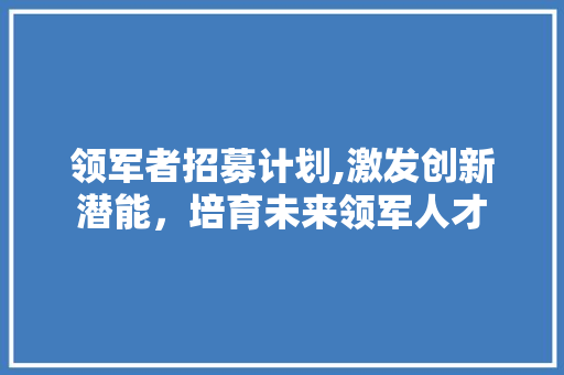 领军者招募计划,激发创新潜能，培育未来领军人才