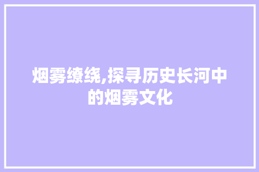 烟雾缭绕,探寻历史长河中的烟雾文化 工作计划
