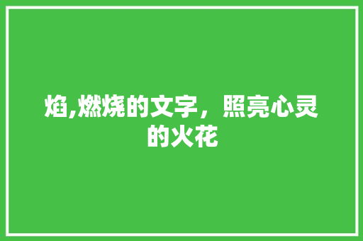 焰,燃烧的文字，照亮心灵的火花