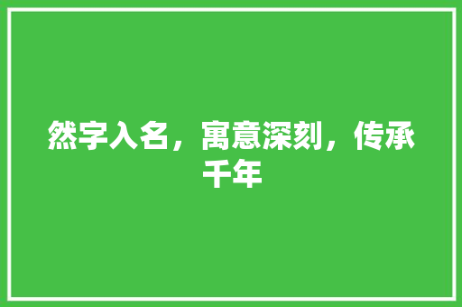 然字入名，寓意深刻，传承千年