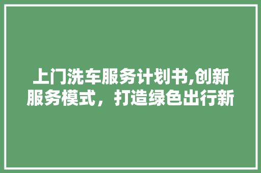 上门洗车服务计划书,创新服务模式，打造绿色出行新风尚