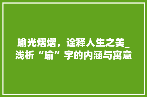 瑜光熠熠，诠释人生之美_浅析“瑜”字的内涵与寓意