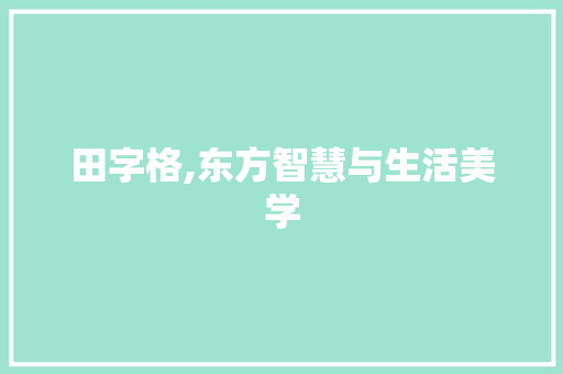 田字格,东方智慧与生活美学