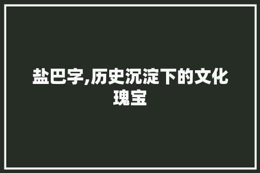 盐巴字,历史沉淀下的文化瑰宝