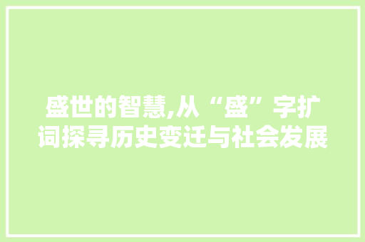 盛世的智慧,从“盛”字扩词探寻历史变迁与社会发展
