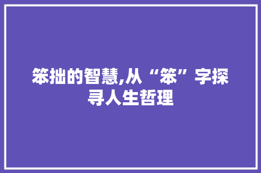 笨拙的智慧,从“笨”字探寻人生哲理