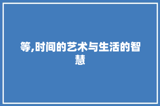 等,时间的艺术与生活的智慧