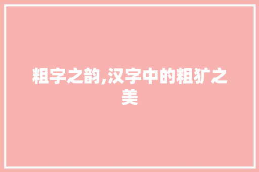 粗字之韵,汉字中的粗犷之美