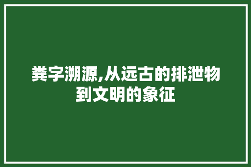 粪字溯源,从远古的排泄物到文明的象征