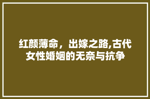红颜薄命，出嫁之路,古代女性婚姻的无奈与抗争