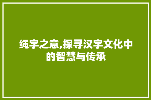 绳字之意,探寻汉字文化中的智慧与传承