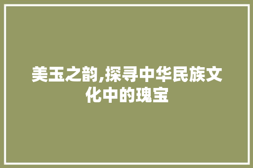 美玉之韵,探寻中华民族文化中的瑰宝