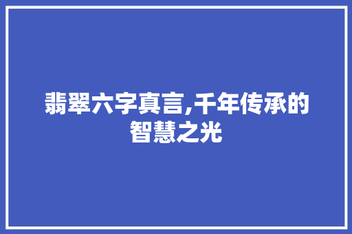 翡翠六字真言,千年传承的智慧之光