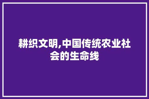 耕织文明,中国传统农业社会的生命线