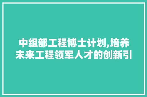 中组部工程博士计划,培养未来工程领军人才的创新引擎