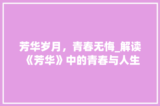 芳华岁月，青春无悔_解读《芳华》中的青春与人生