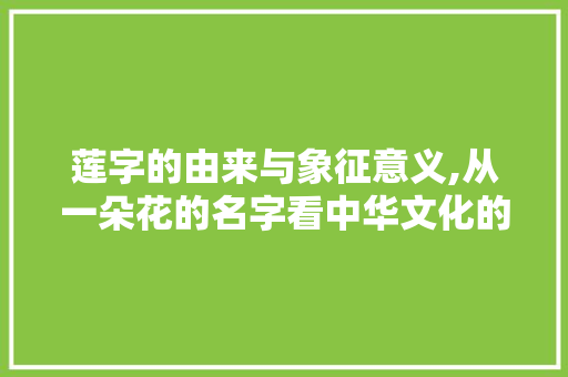 莲字的由来与象征意义,从一朵花的名字看中华文化的深厚底蕴