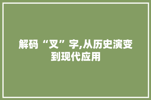 解码“叉”字,从历史演变到现代应用