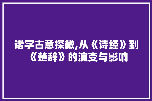 诸字古意探微,从《诗经》到《楚辞》的演变与影响
