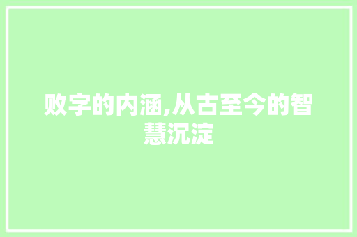 败字的内涵,从古至今的智慧沉淀