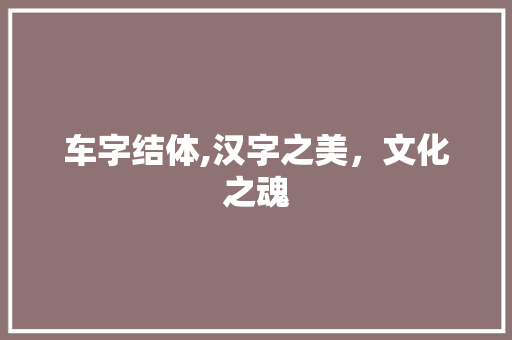 车字结体,汉字之美，文化之魂