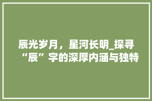辰光岁月，星河长明_探寻“辰”字的深厚内涵与独特魅力
