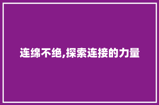 连绵不绝,探索连接的力量