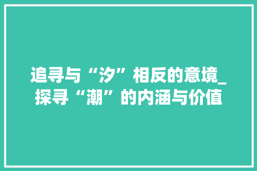 追寻与“汐”相反的意境_探寻“潮”的内涵与价值