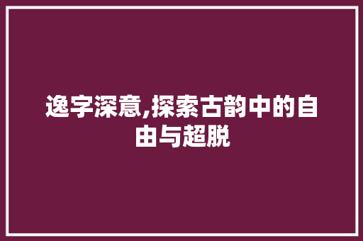 逸字深意,探索古韵中的自由与超脱