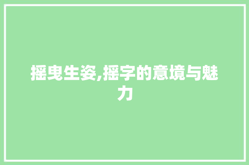 摇曳生姿,摇字的意境与魅力